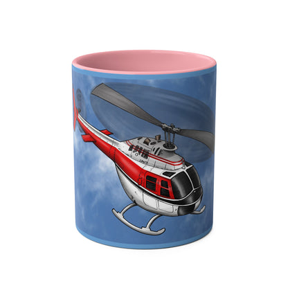 Bell Jet Ranger Helicopter Two-Tone Coffee Mugs, 11oz - Funky Aviation