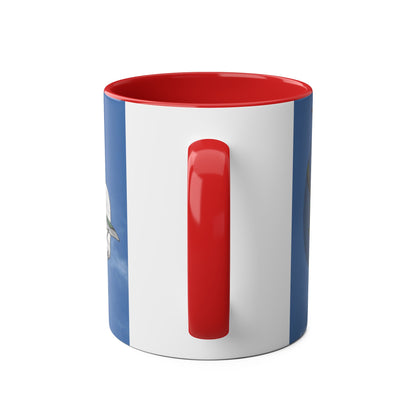 Navy Swordfish Design Two-Tone Coffee Mugs, 11oz - Funky Aviation