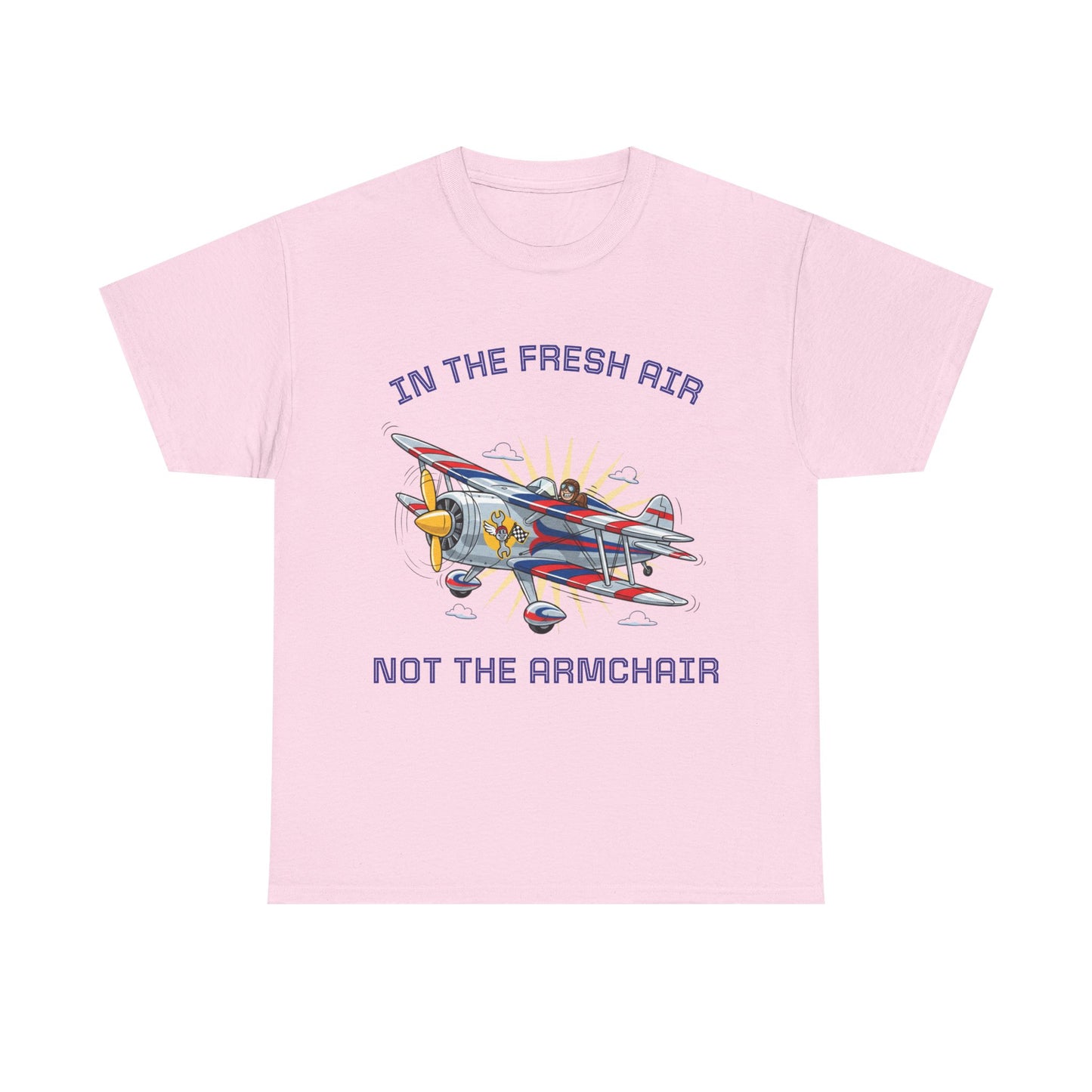 Aviation Vintage Biplane T-Shirt – "In the Fresh Air Not the Armchair" Retro Pilot Tee