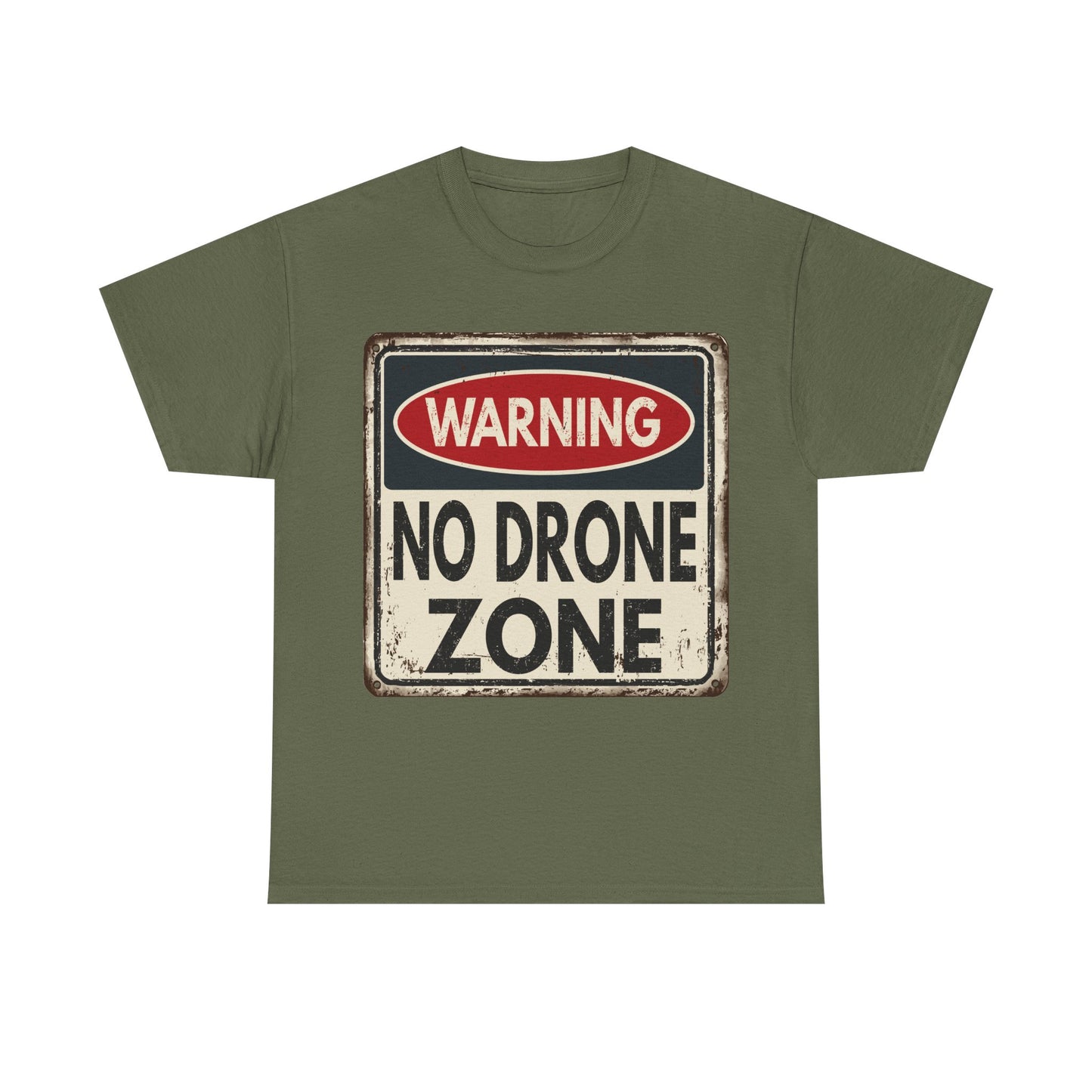 No Drone Zone T-Shirt — Vintage Warning Sign Tee