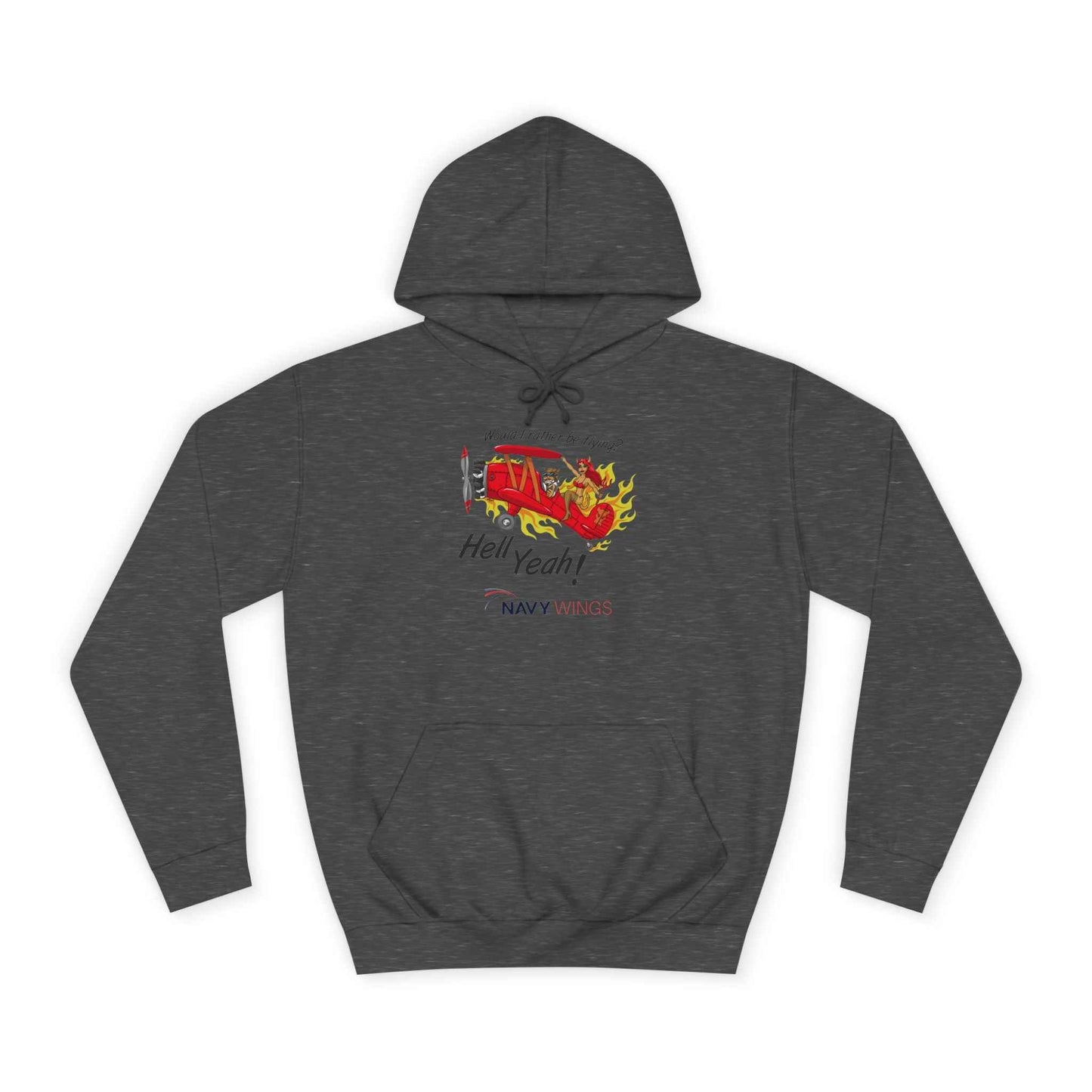 Vintage Red Airplane Hoodie — "Hell Yeah!" Graphic College Pullover