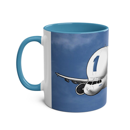 Beluga Airbus Cartoon Two-Tone Coffee Mugs, 11oz - Funky Aviation