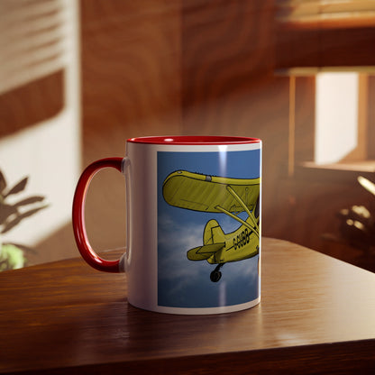 Super Yellow Cub Two-Tone Coffee Mugs, 11oz - Funky Aviation