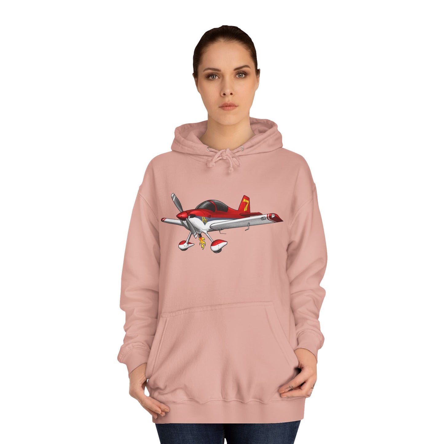 RV7 Aviation Hoodie — Small Red Aerobatic Aircraft Graphic