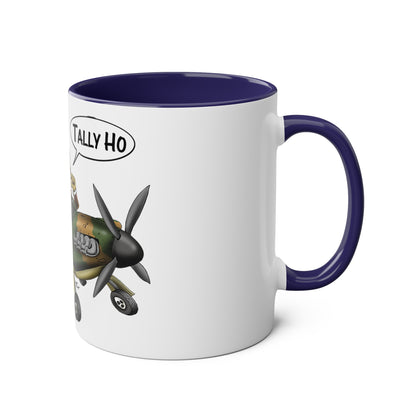 Tally Ho Spitfire Two-Tone Coffee Mugs, 11oz - Funky Aviation