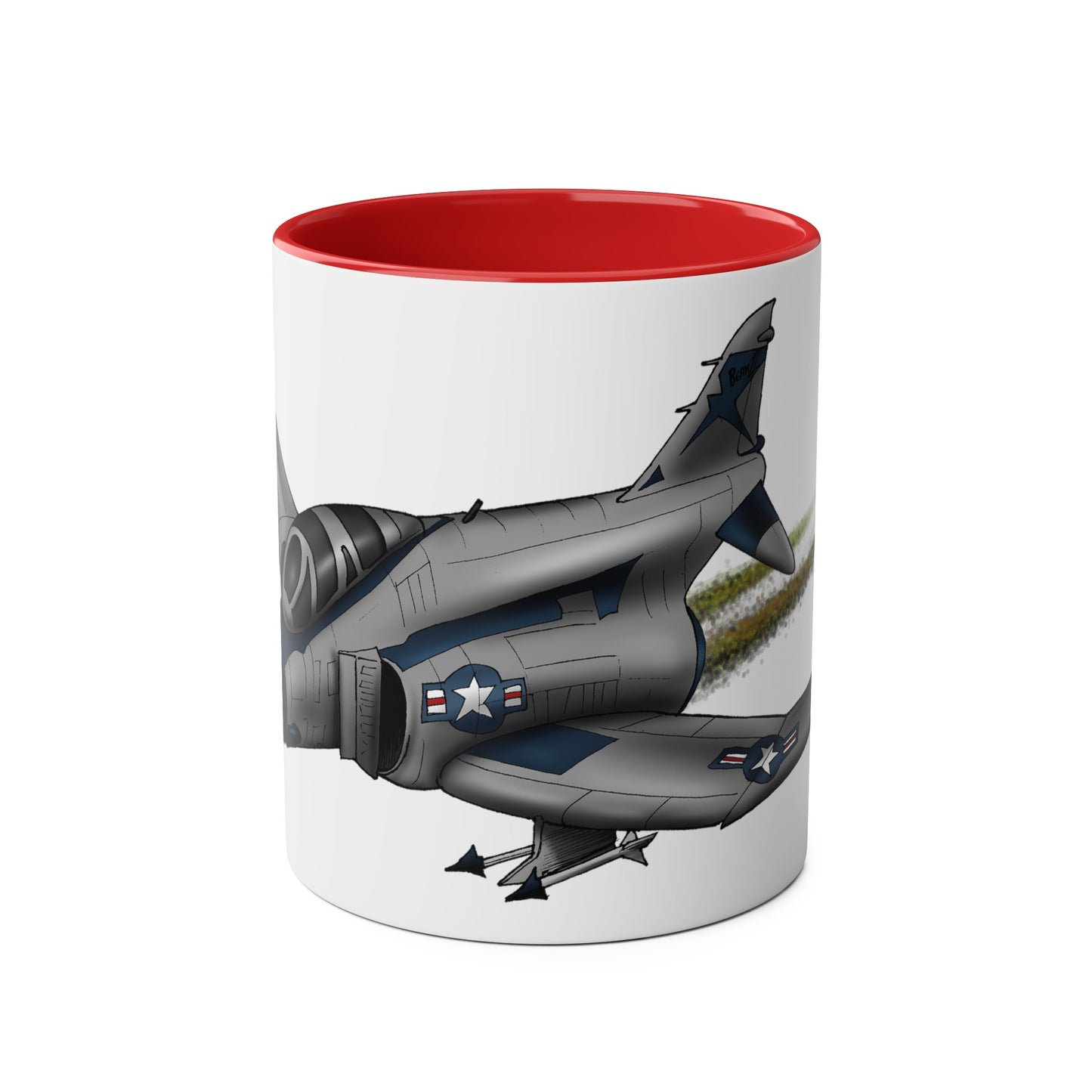 Phantom Fighter Jet Two-Tone Coffee Mugs, 11oz