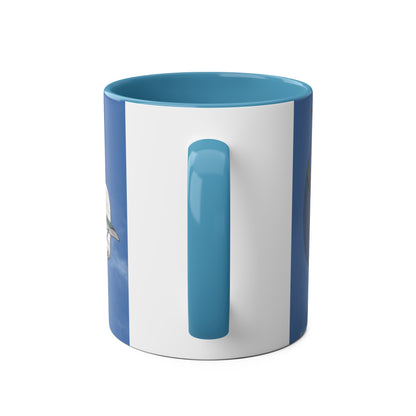 Navy Swordfish Design Two-Tone Coffee Mugs, 11oz - Funky Aviation