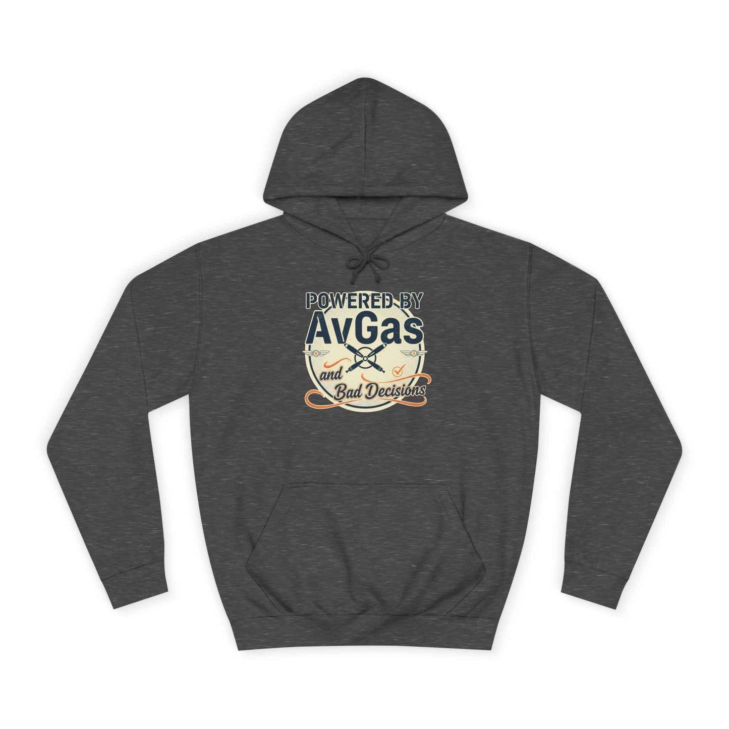 Powered by AvGas Hoodie — Vintage Pilot Aviation Sweatshirt