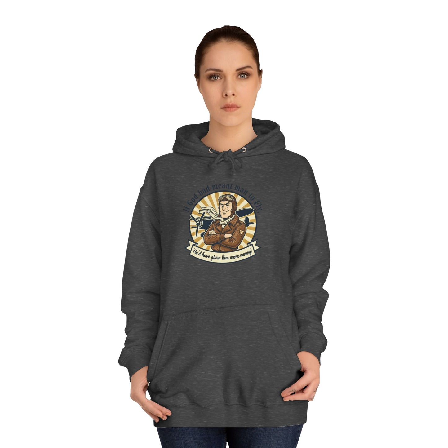 Aviator Retro College Hoodie — “I’ll Save You From The Storm” Vintage Pilot Graphic
