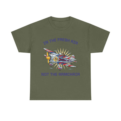 Aviation Adventure T‑Shirt — "In the Fresh Air, Not the Armchair" Vintage Biplane Tee
