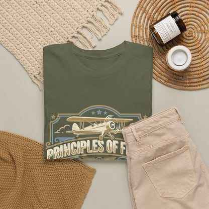 Aviator Principles T‑Shirt — "Principles of Flight: Pitch for Airspeed, Power for Altitude, Pray for the Weather"