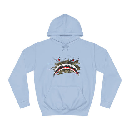 Sharks Teeth Nose Art Distressed Design Unisex College Hoodie - Funky Aviation