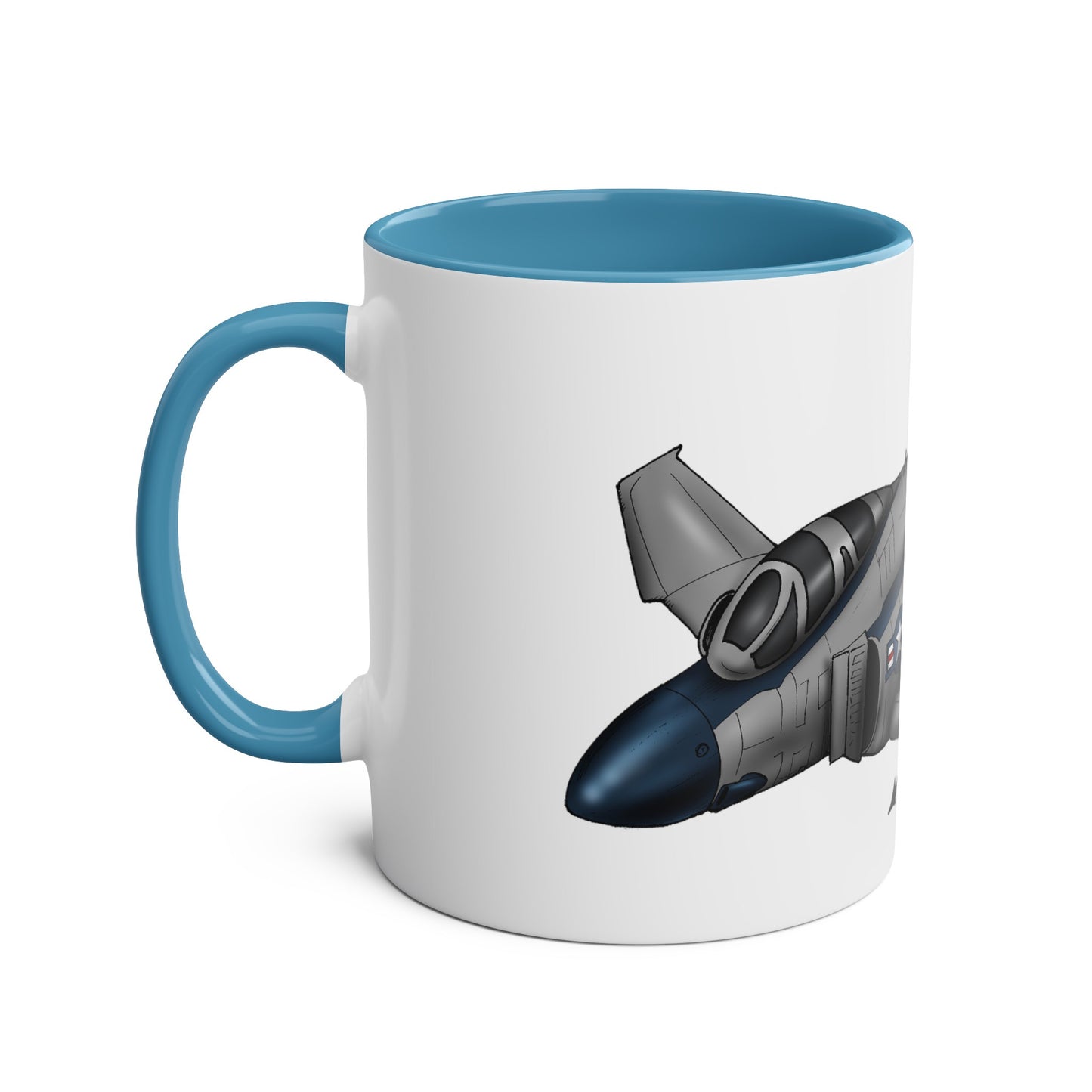 Phantom Fighter Jet Two-Tone Coffee Mugs, 11oz