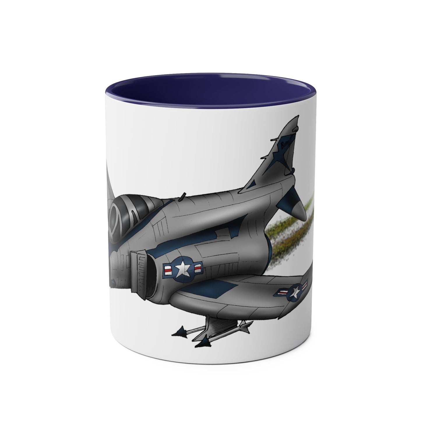 Phantom Fighter Jet Two-Tone Coffee Mugs, 11oz