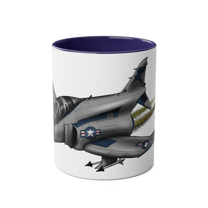Phantom Fighter Jet Two-Tone Coffee Mugs, 11oz - Funky Aviation