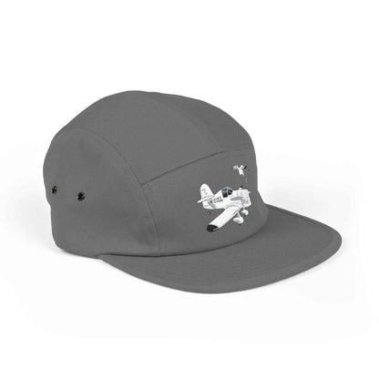 Vintage Mew Gull Aviation 5-Panel Cap — Minimalist Embroidered Pilot Hat