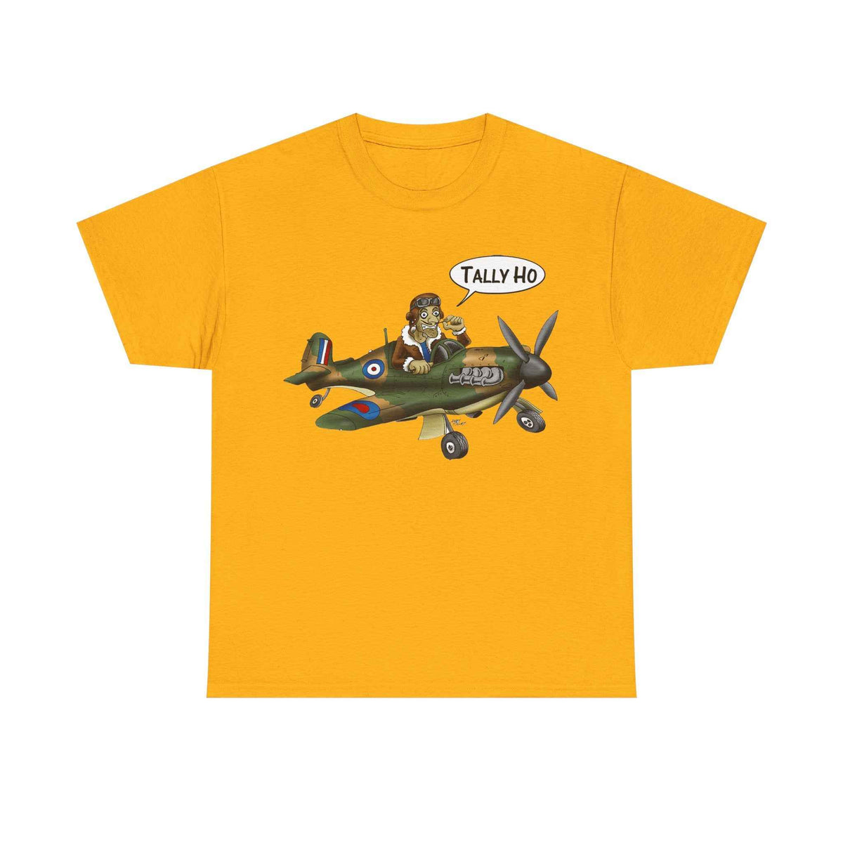 Tally Ho Spitfire Tee — Retro WWII Pilot Plane Graphic T-Shirt