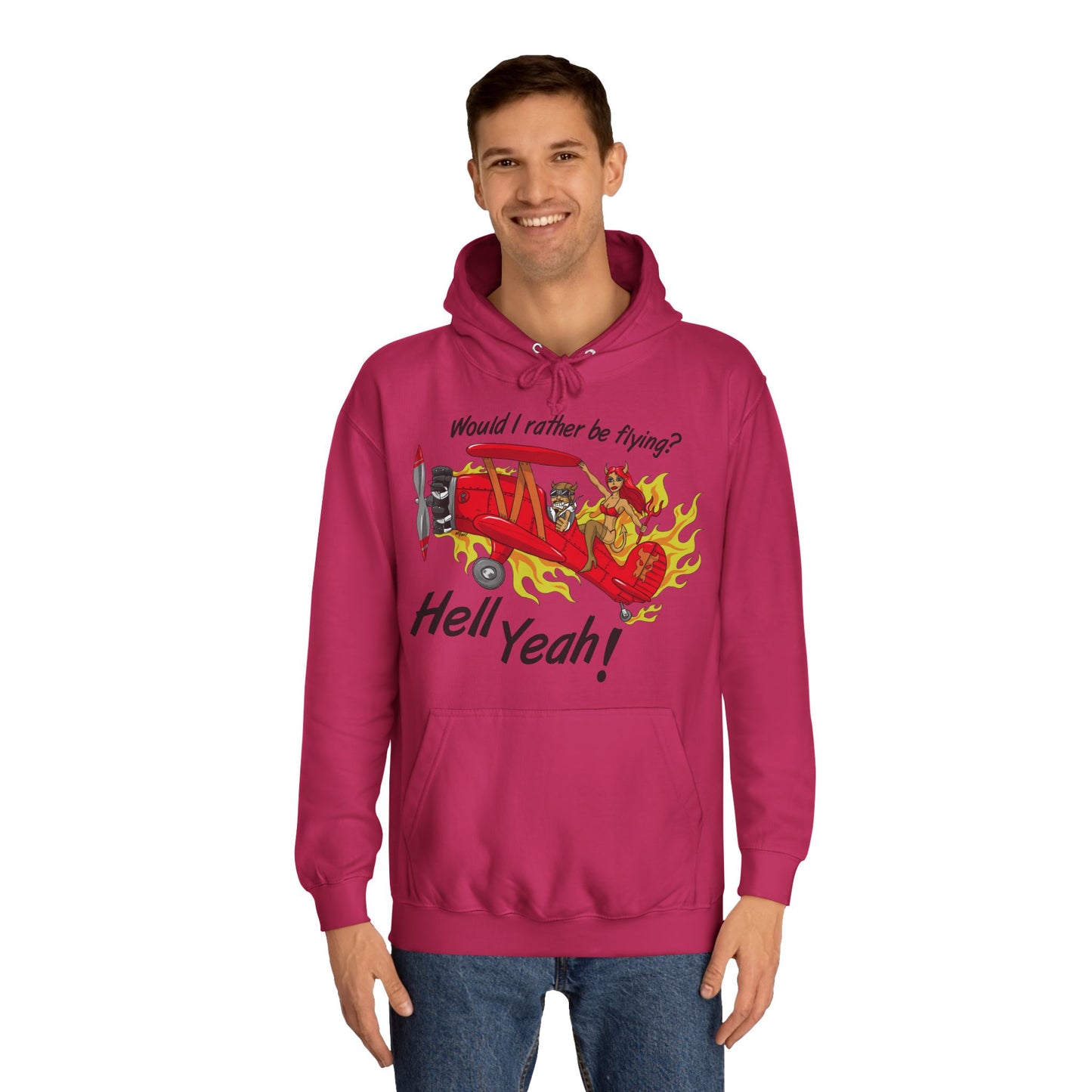 Hell Yeah! Flaming Plane Graphic Hoodie