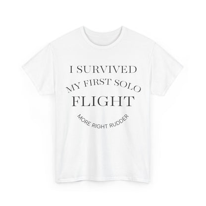 I Survived My First Solo Flight Unisex Heavy Cotton Tee