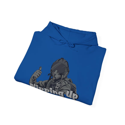 Nipping Up Fighter Pilot design Unisex Heavy Blend™ Hooded Sweatshirt - Funky Aviation