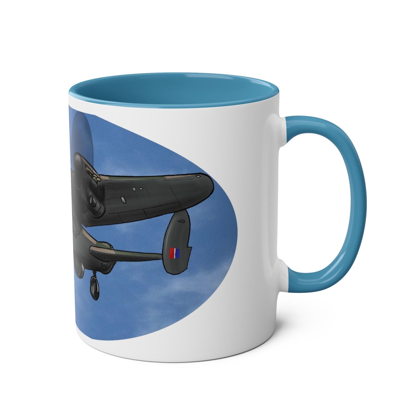 WWII Bomber Two-Tone Coffee Mug — Vintage WWII Aircraft Gift