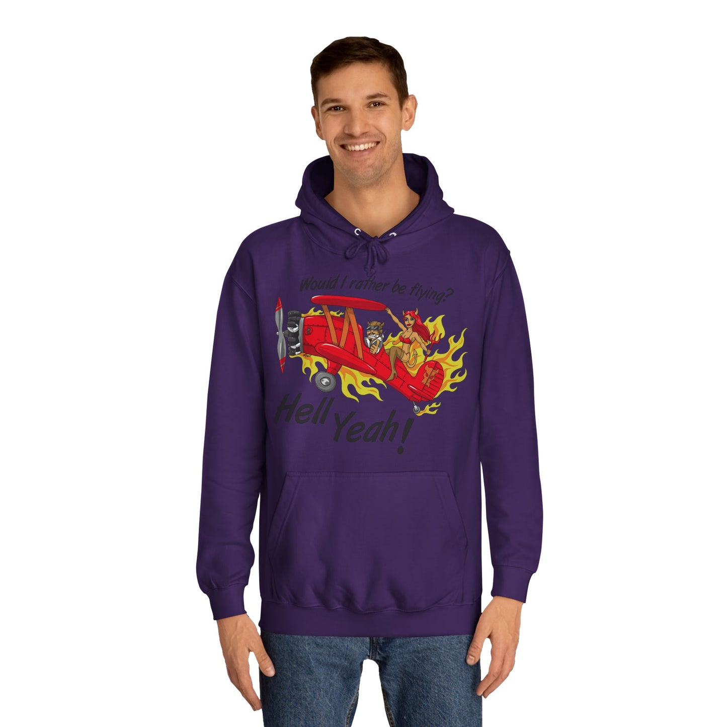 Hell Yeah! Flaming Plane Graphic Hoodie