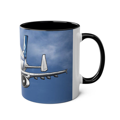 Beluga Airbus Cartoon Two-Tone Coffee Mugs, 11oz - Funky Aviation