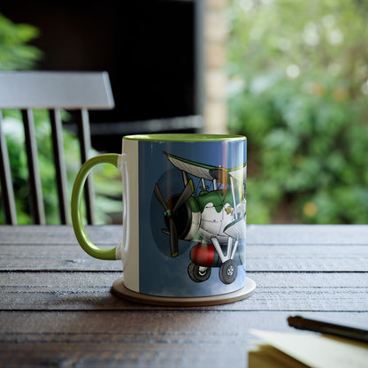 Navy Swordfish Design Two-Tone Coffee Mugs, 11oz - Funky Aviation