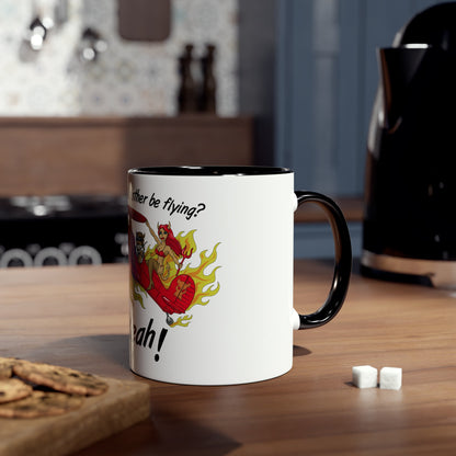 Would I Rather be Flying ? Hell Yeah ! Two-Tone Coffee Mugs, 11oz - Funky Aviation