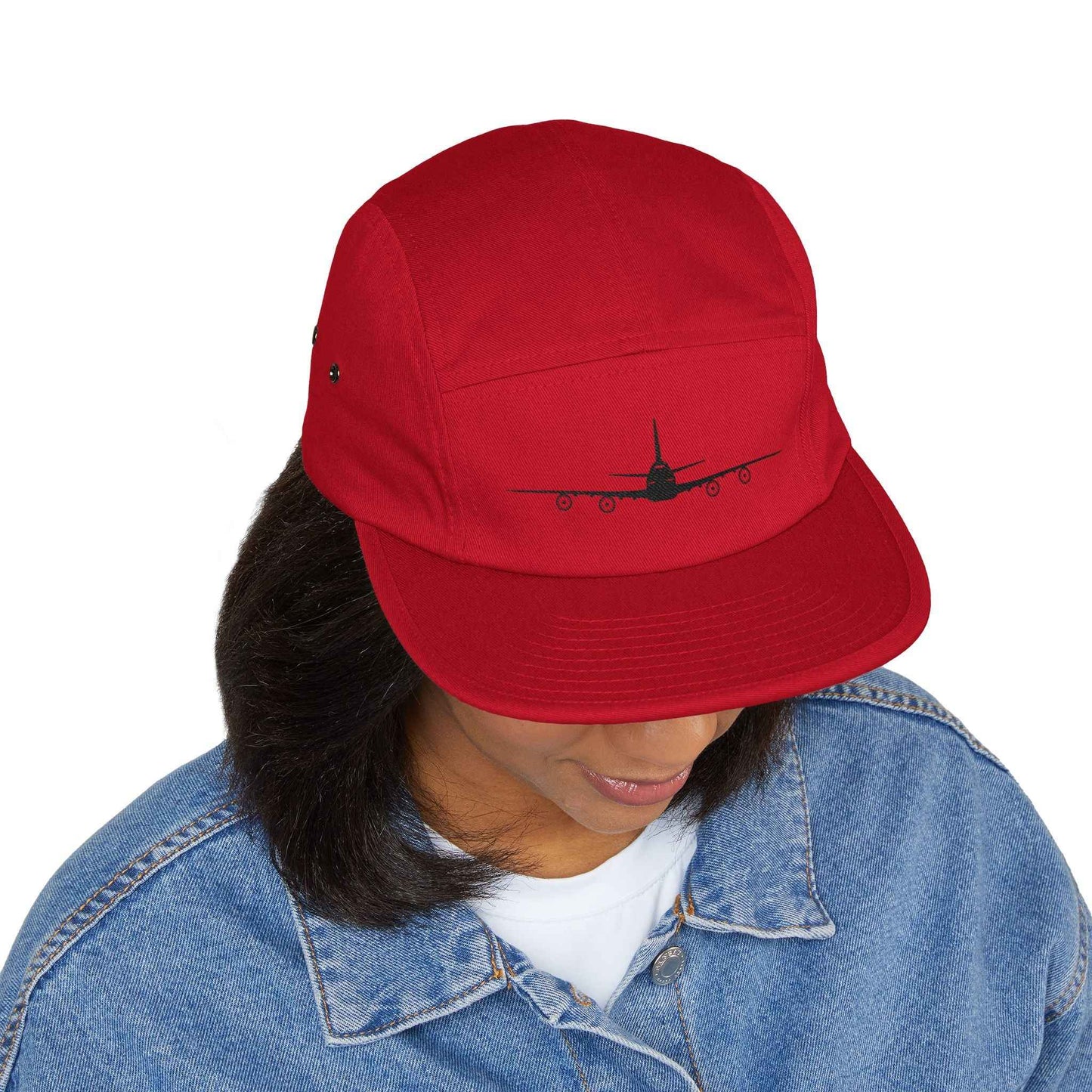 Embroidered Boeing 747‑8 Minimalist Aviation 5‑Panel Cap