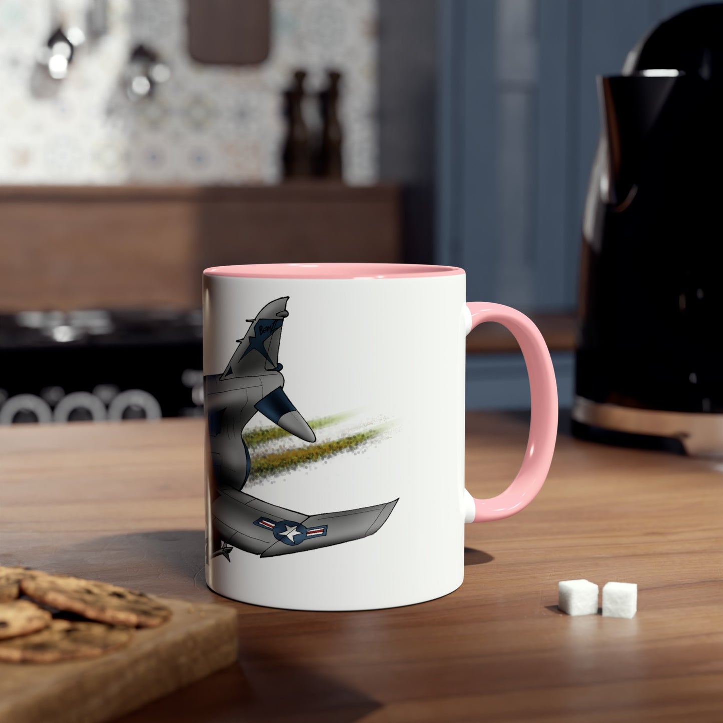 Phantom Fighter Jet Two-Tone Coffee Mugs, 11oz