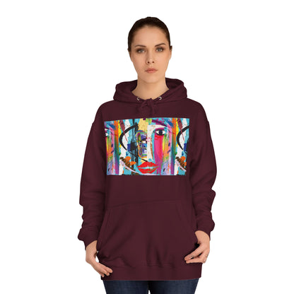 Abstract Colorful Face Hoodie — Vibrant Pop Art Graphic Pullover