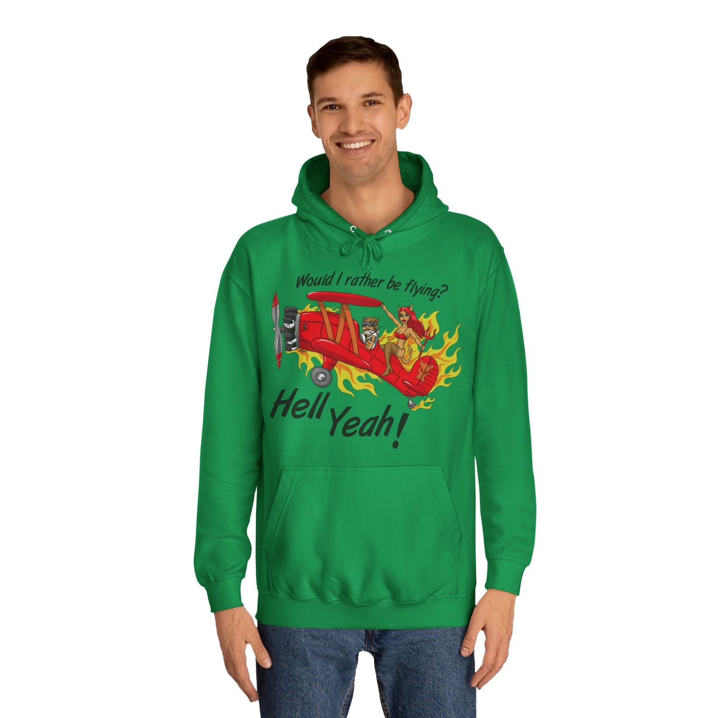 Hell Yeah! Flaming Plane Graphic Hoodie