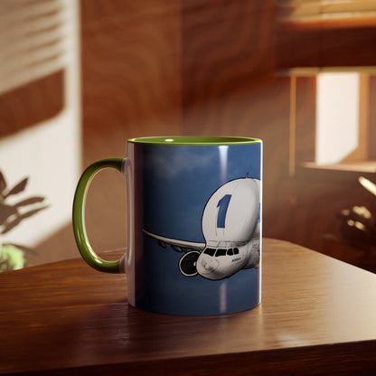 Beluga Airbus Cartoon Two-Tone Coffee Mugs, 11oz - Funky Aviation