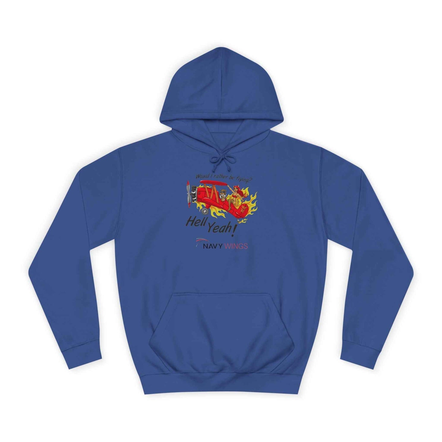 Vintage Red Airplane Hoodie — "Hell Yeah!" Graphic College Pullover