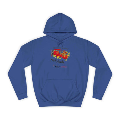 Vintage Red Airplane Hoodie — "Hell Yeah!" Graphic College Pullover