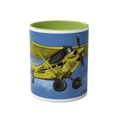 Super Yellow Cub Two-Tone Coffee Mugs, 11oz - Funky Aviation
