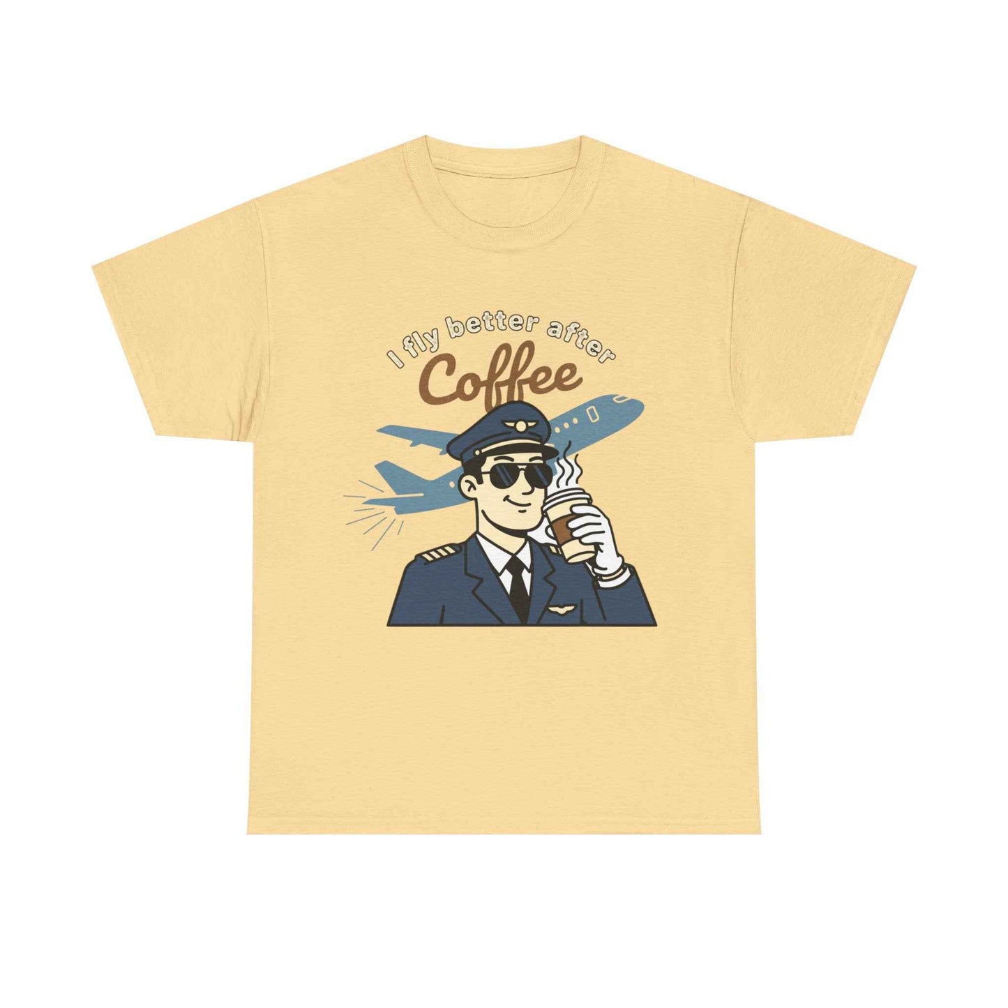 Pilot Coffee T‑Shirt — "I Fly Better After Coffee" Aviation Tee