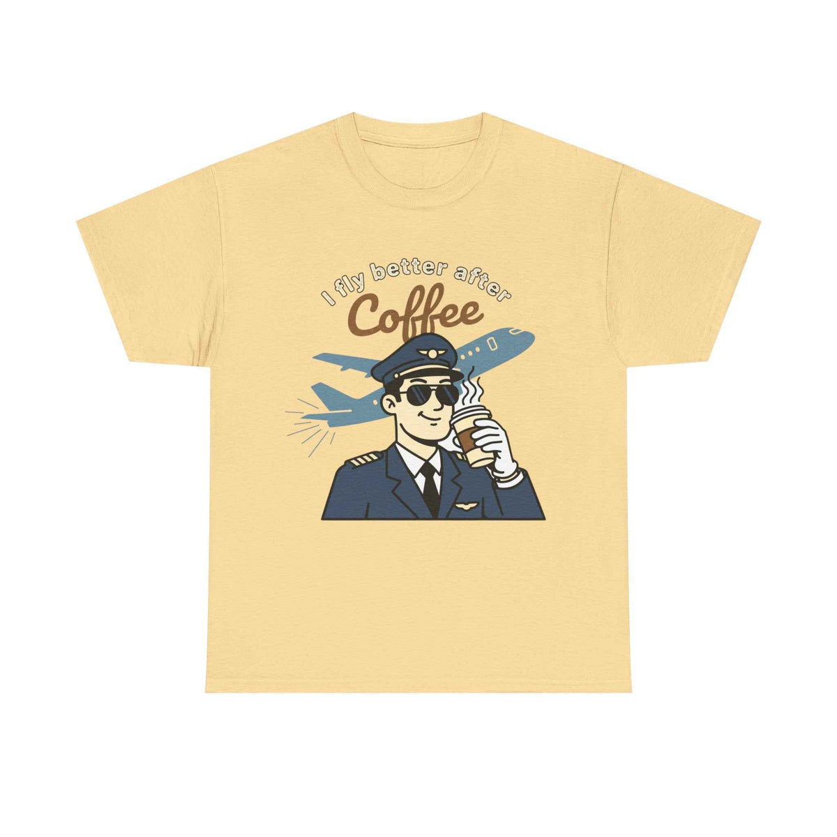 Pilot Coffee T‑Shirt — "I Fly Better After Coffee" Aviation Tee