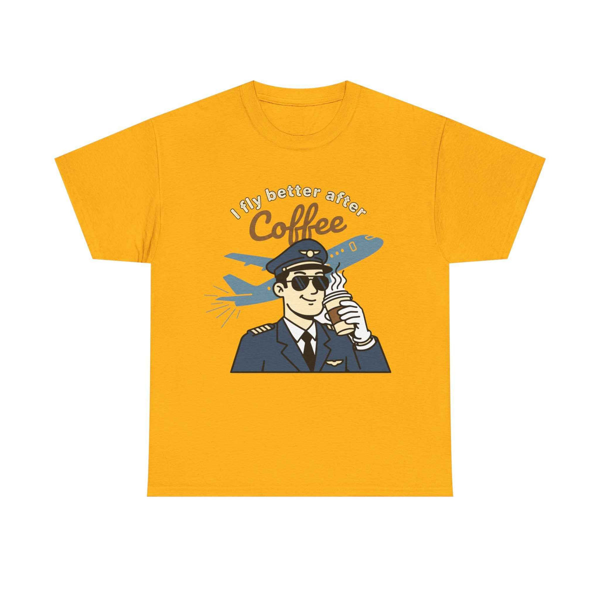 Pilot Coffee T‑Shirt — "I Fly Better After Coffee" Aviation Tee