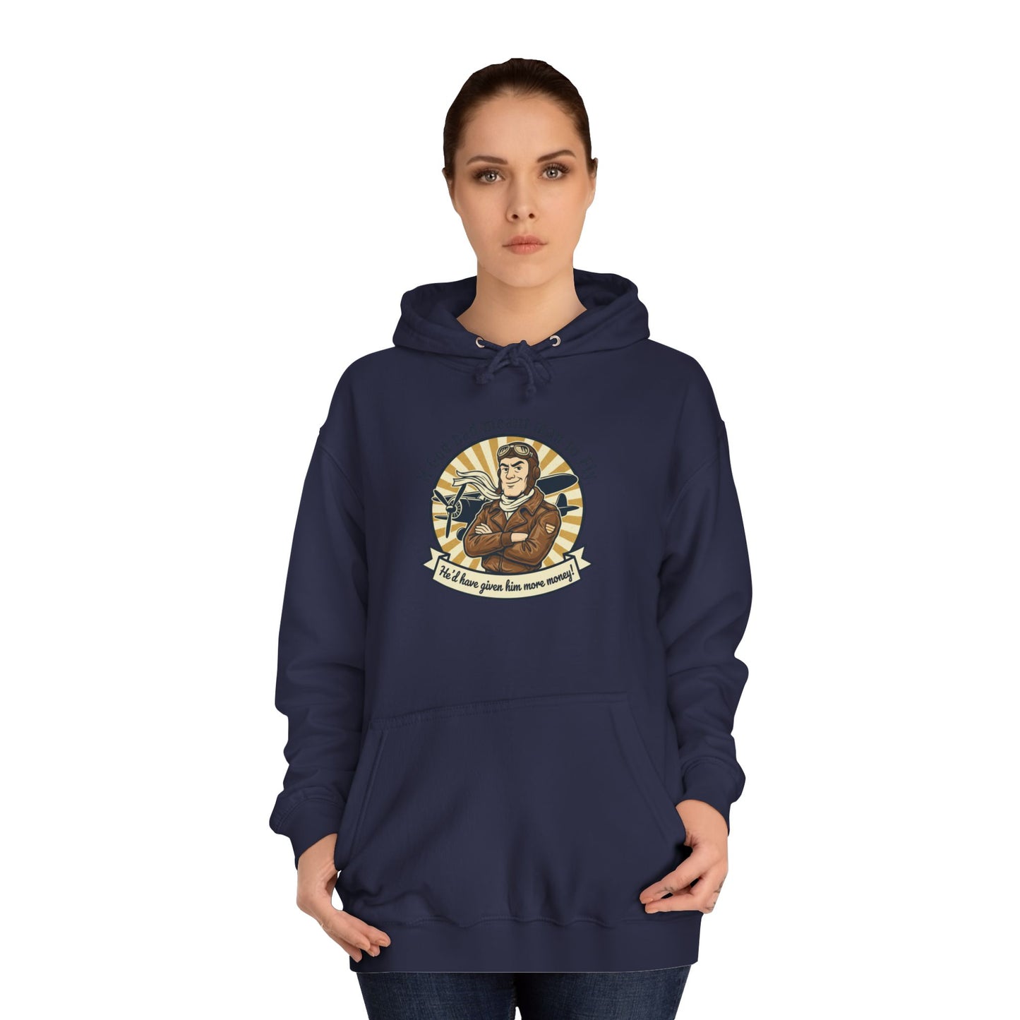 Aviator Retro College Hoodie — “I’ll Save You From The Storm” Vintage Pilot Graphic