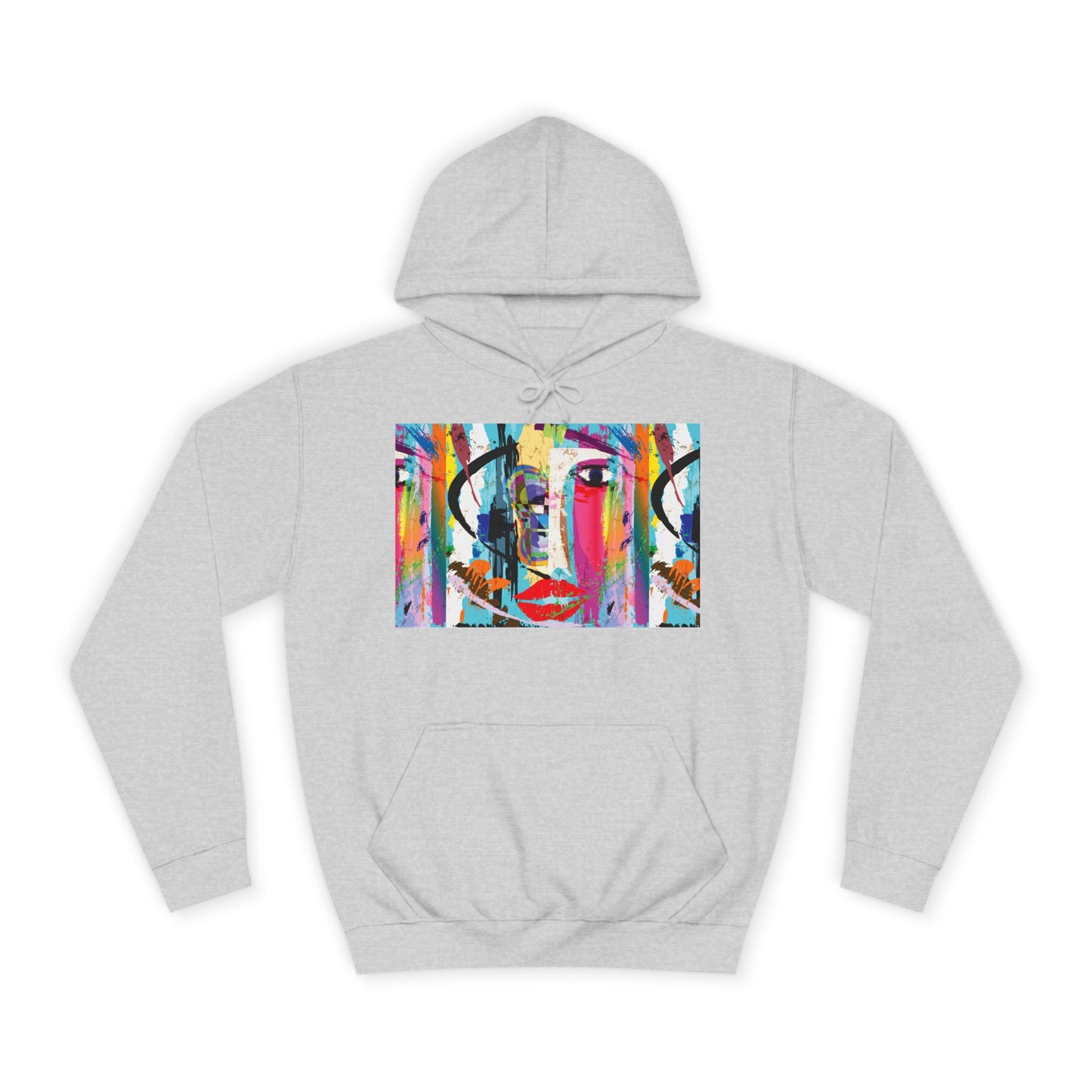 Abstract Colorful Face Hoodie — Vibrant Pop Art Graphic Pullover