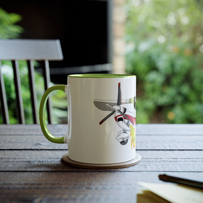 Cessna Bird Fryer Two-Tone Coffee Mugs, 11oz - Funky Aviation