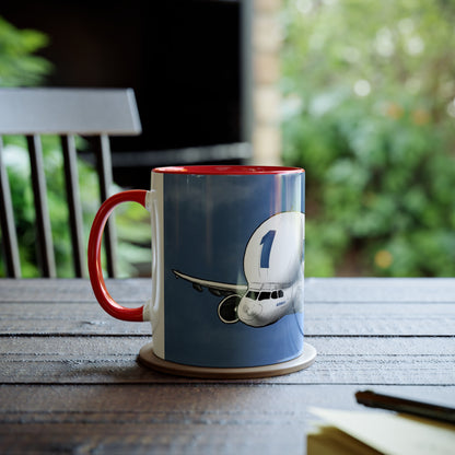 Beluga Airbus Cartoon Two-Tone Coffee Mugs, 11oz - Funky Aviation