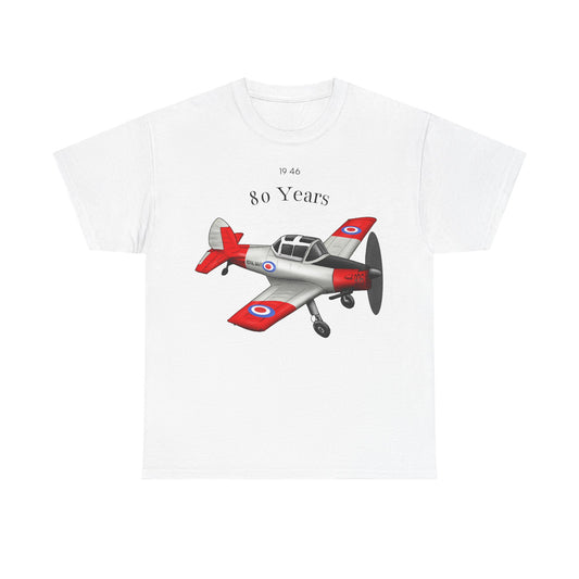 Chipmunk Vintage Airplane Tee — "80 Years" Commemorative Aviation Shirt