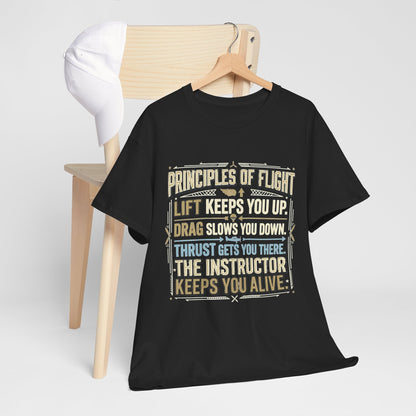Pilot Instructor T‑Shirt — “Principles of Flight” Aviation Gift