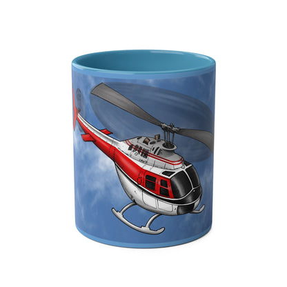 Bell Jet Ranger Helicopter Two-Tone Coffee Mugs, 11oz - Funky Aviation
