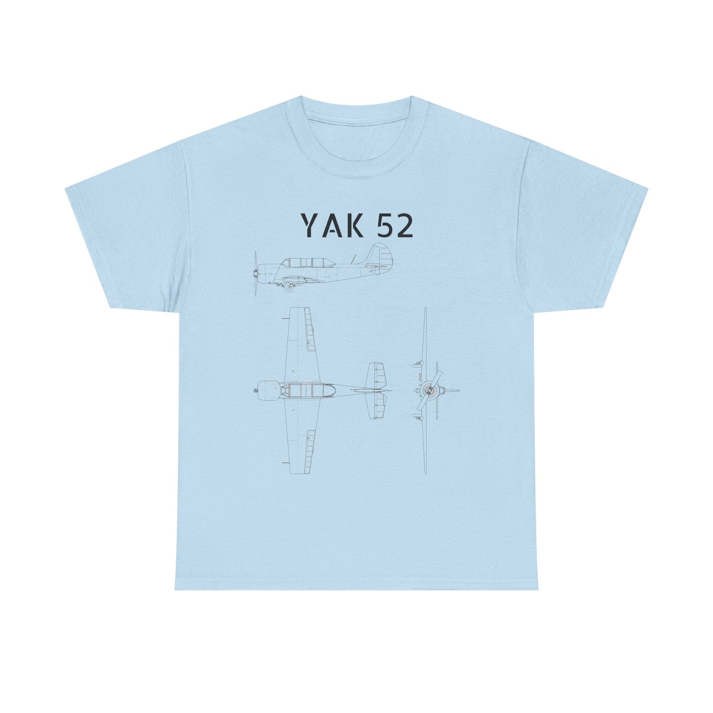 Yak-52 Blueprint T-Shirt — Vintage Aircraft Schematic Tee for Aviation Enthusiasts