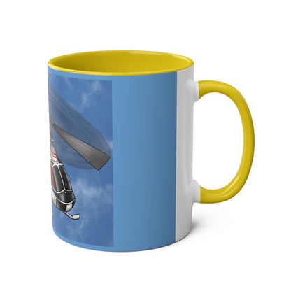 Bell Jet Ranger Helicopter Two-Tone Coffee Mugs, 11oz - Funky Aviation