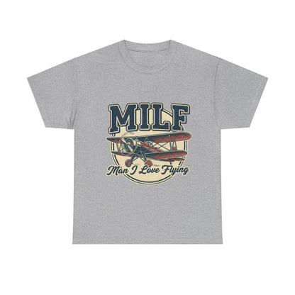 T-Shirt — "MILF: Man I Love Flying" Vintage Airplane Graphic Tee